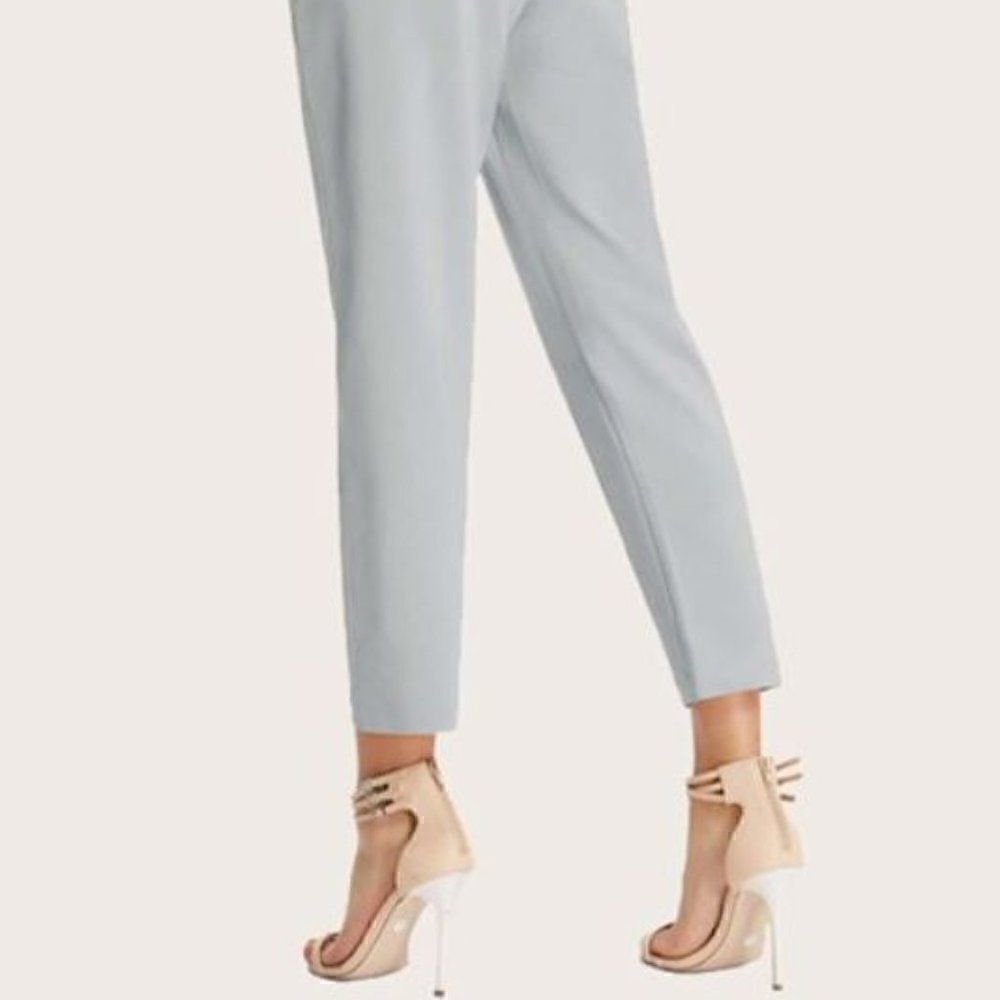Apana Putty Grey Paperbag High Waist Belted Pants - Picture 3 of 8